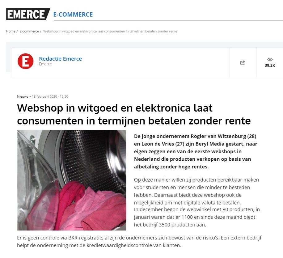 Publiciteit voor lancering webshop in witgoed en elektronica