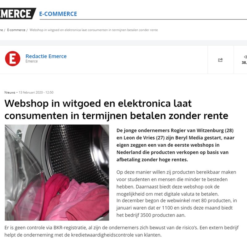 Publiciteit voor lancering webshop in witgoed en elektronica