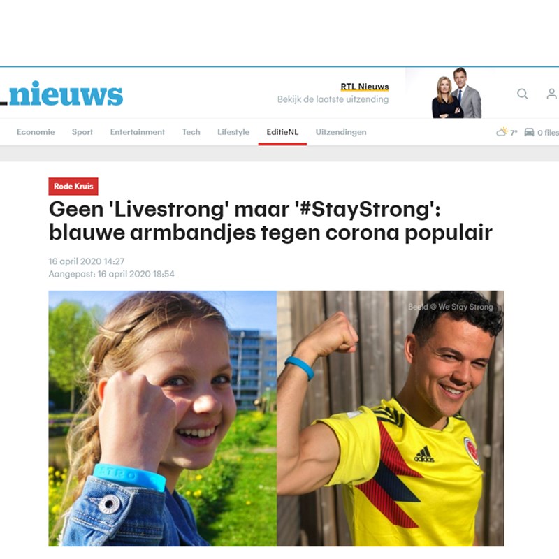 Boven verwachting veel media-aandacht voor blauwe armbandjes tegen corona